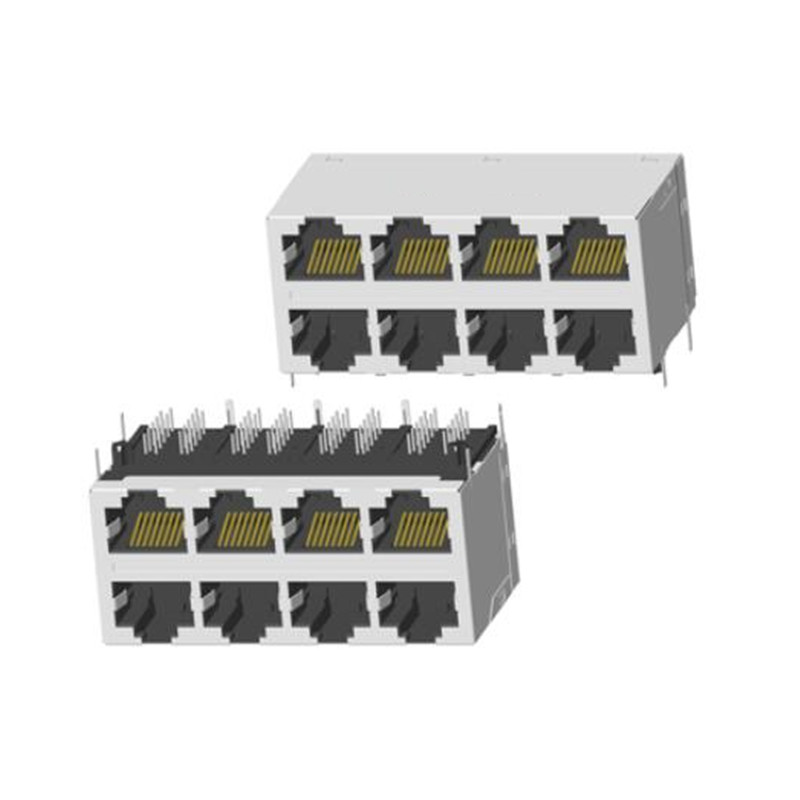 RJ45 2X1 帶（dài）燈帶（dài）屏蔽無彈片（piàn）香菇腳